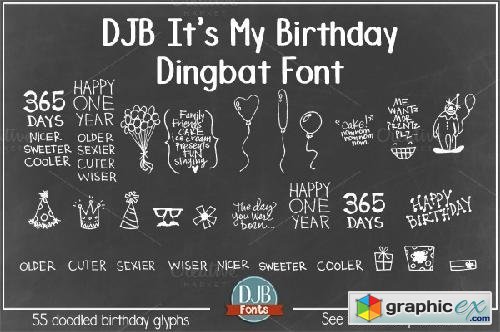 DJB It's My Birthday Dingbat Font