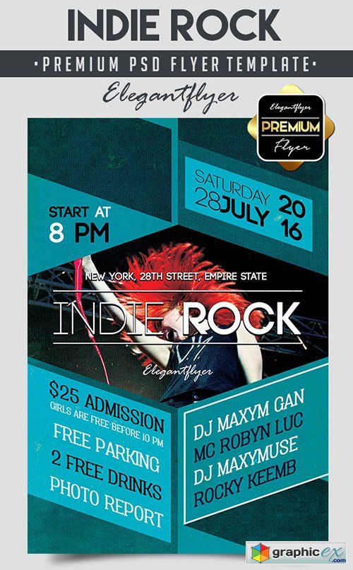 Indie Rock  Flyer PSD Template + Facebook Cover