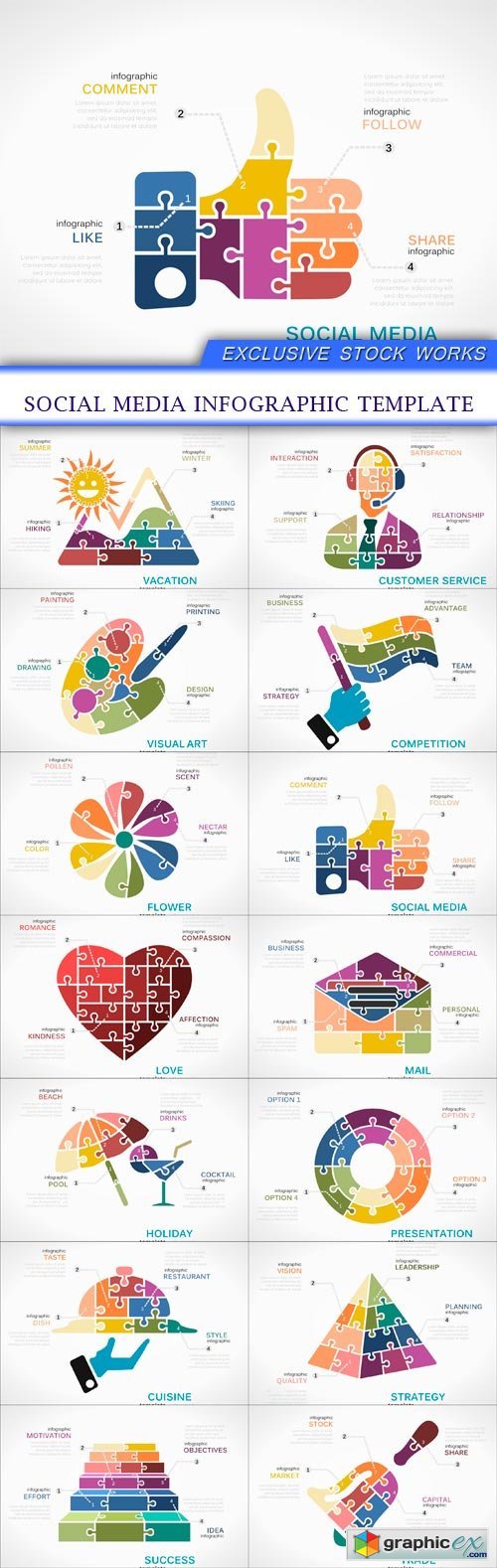 Social media infographic template 14X EPS