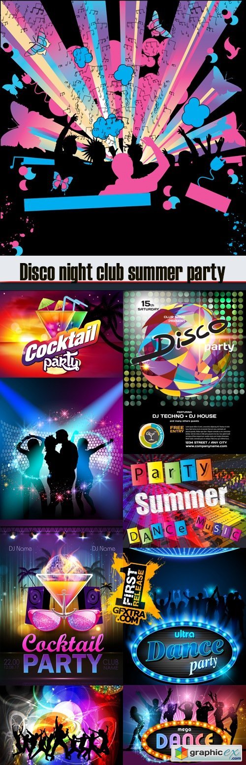 Disco night club summer party