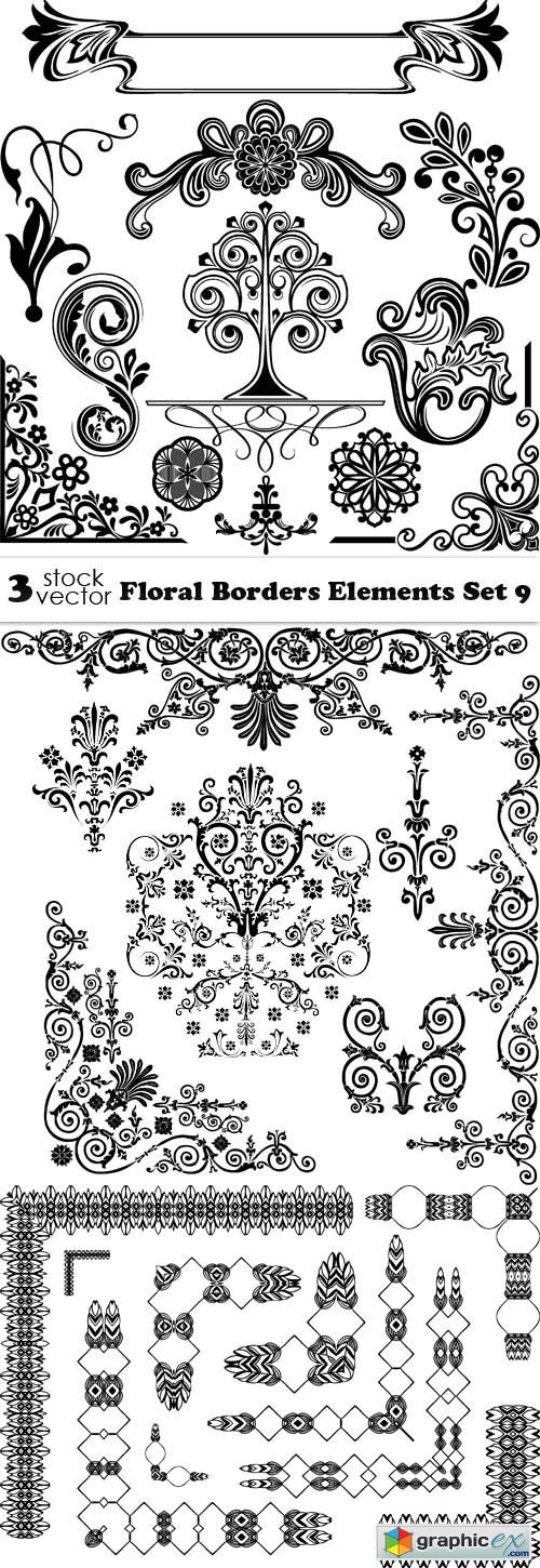 Floral Borders Elements Set 9