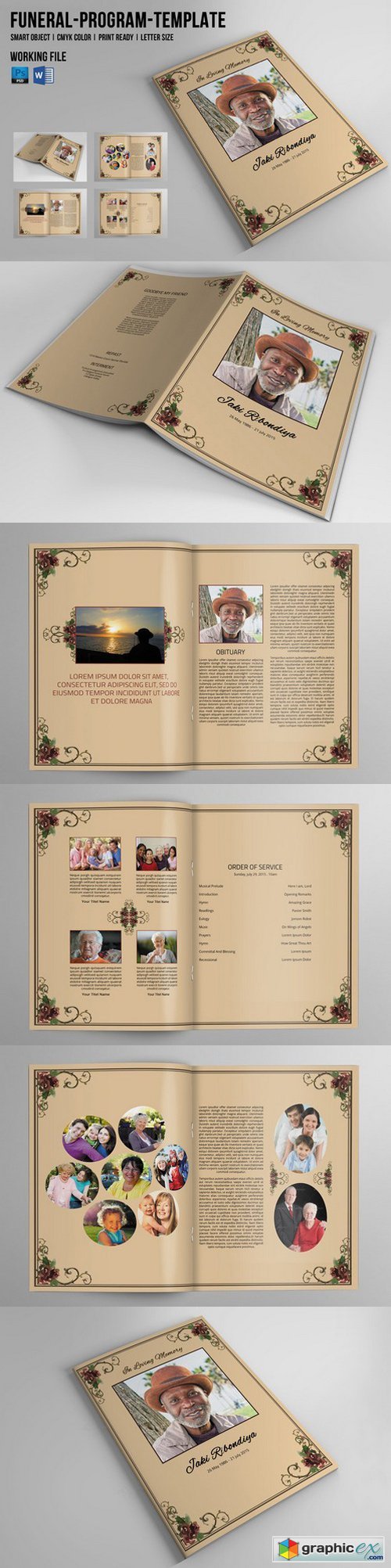 8 Page Funeral Booklet Template-V510