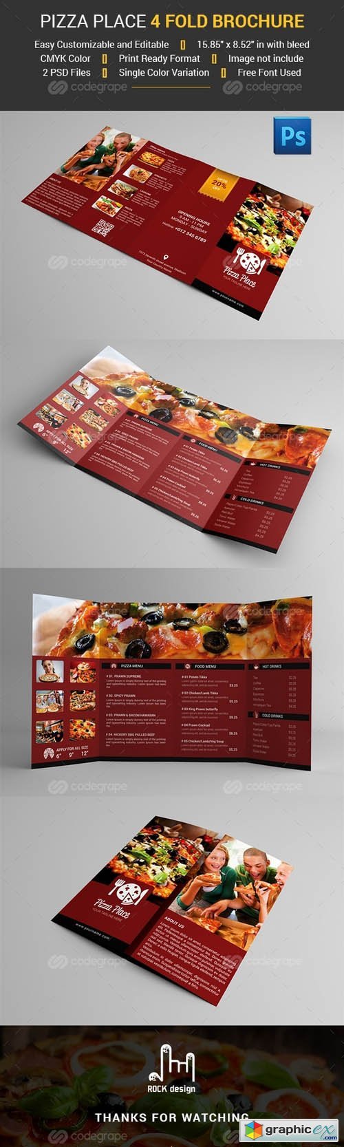 4 Fold Pizza Place Brochure 8747