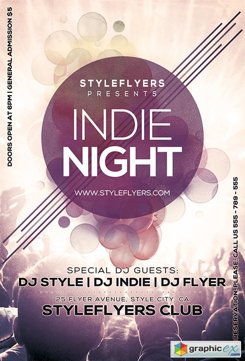 Indie Night PSD Flyer Template + Facebook Cover