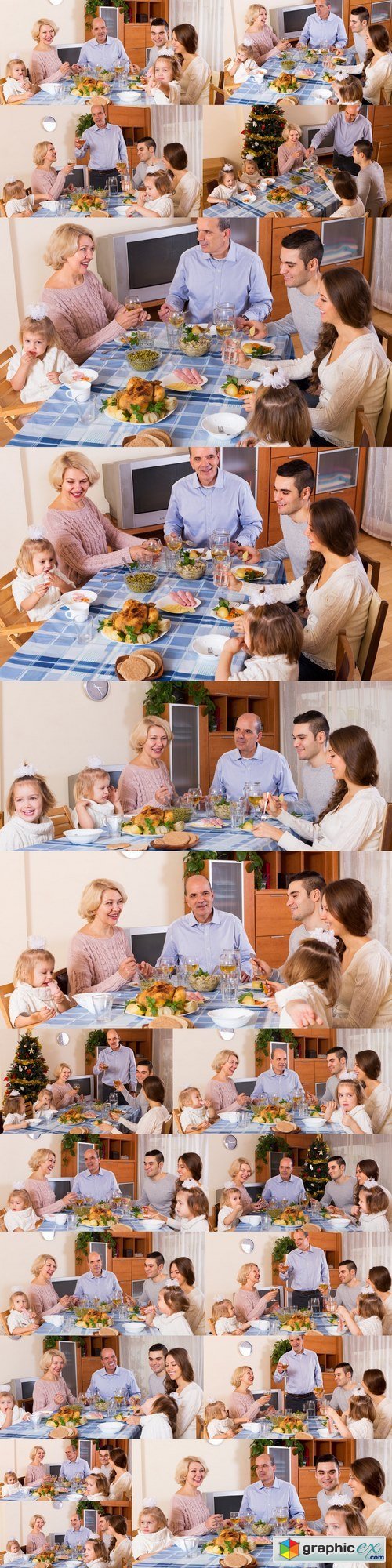 Family sitting at table for dinner