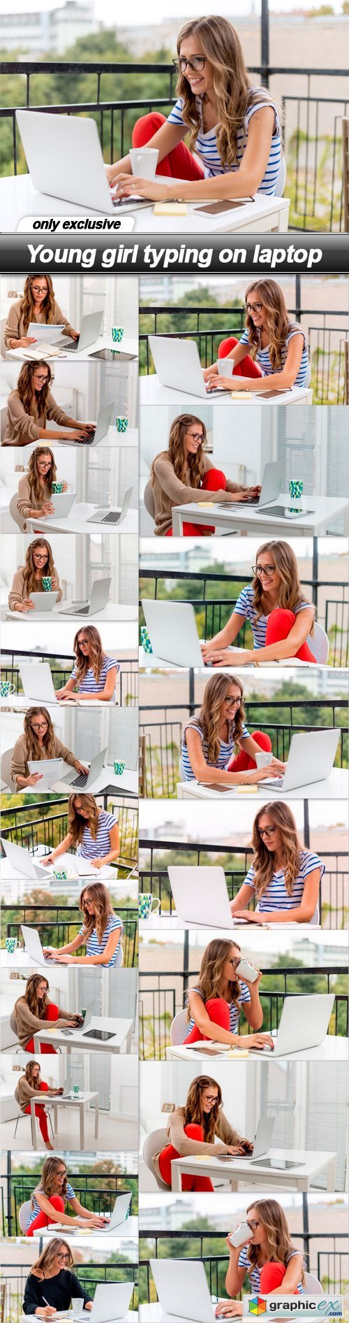 Young girl typing on laptop - 20 UHQ JPEG