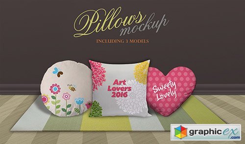 PSD Mock-Up - 3 Pillows Models