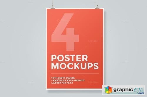 4 Poster Mockup Bundle