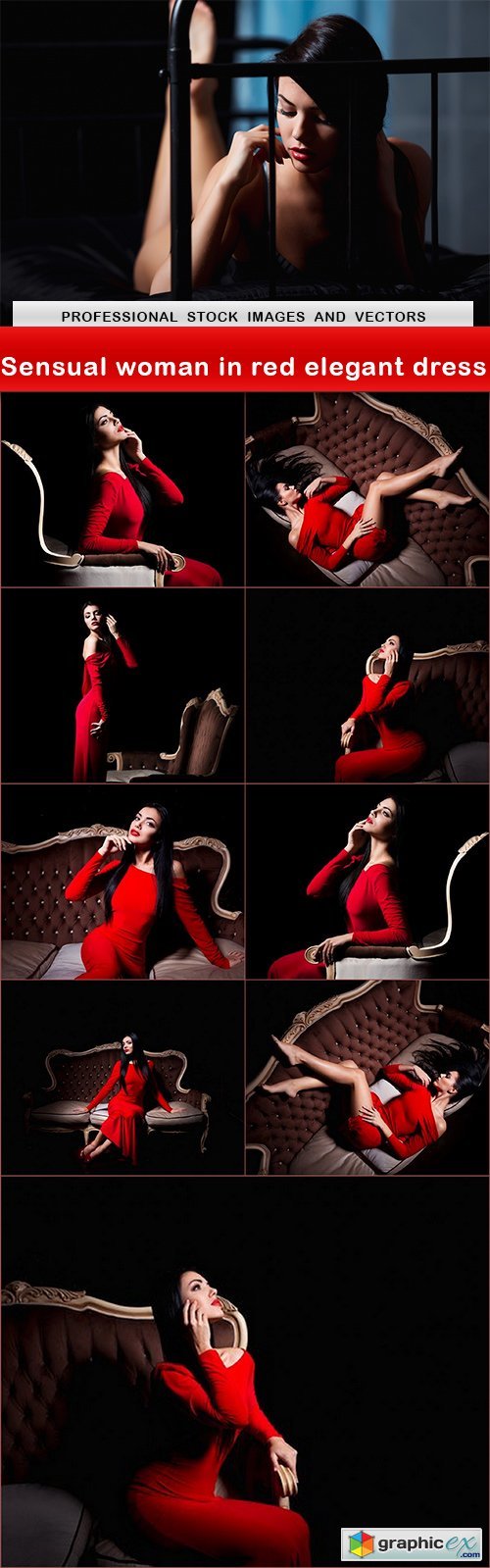 Sensual woman in red elegant dress - 10 UHQ JPEG