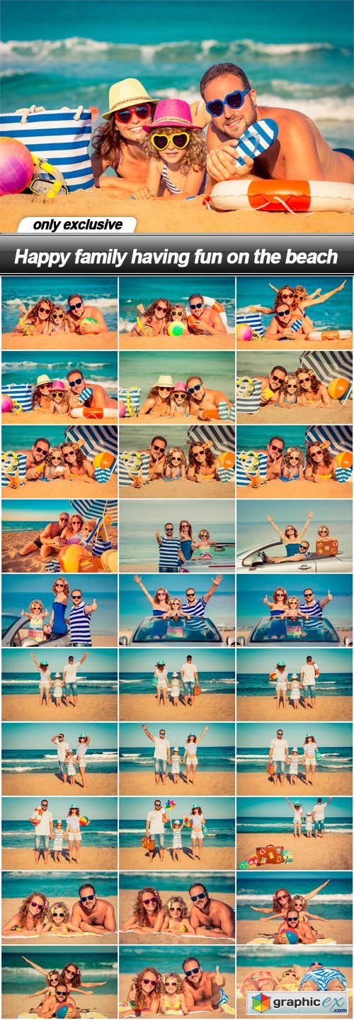 Happy family having fun on the beach - 30 UHQ JPEG