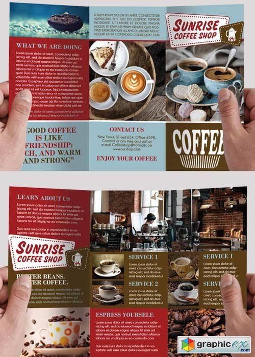Coffee Shop Premium Tri-Fold PSD Brochure Template