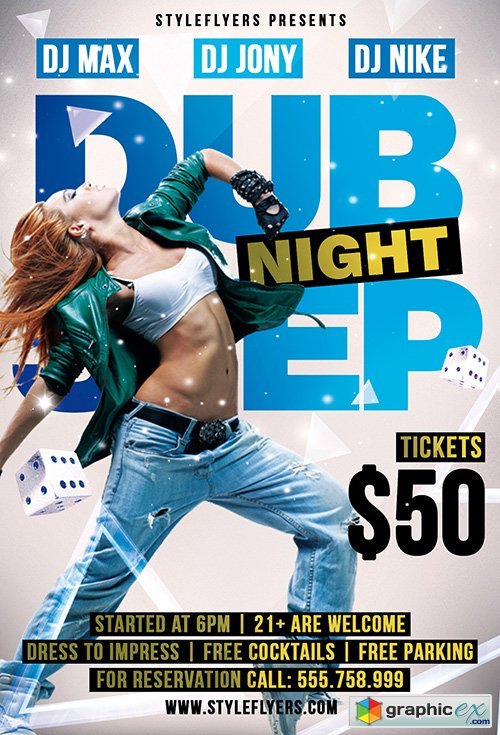 Dub Step Night PSD Flyer Template + Facebook Cover
