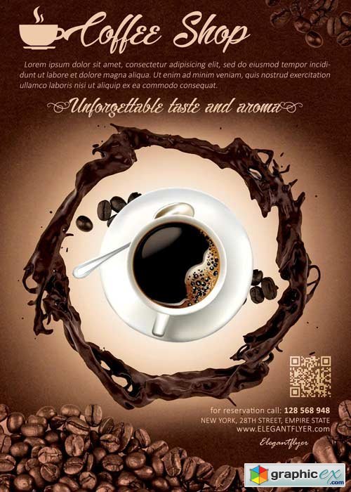 Coffee Shop V2 Flyer PSD Template + Facebook Cover