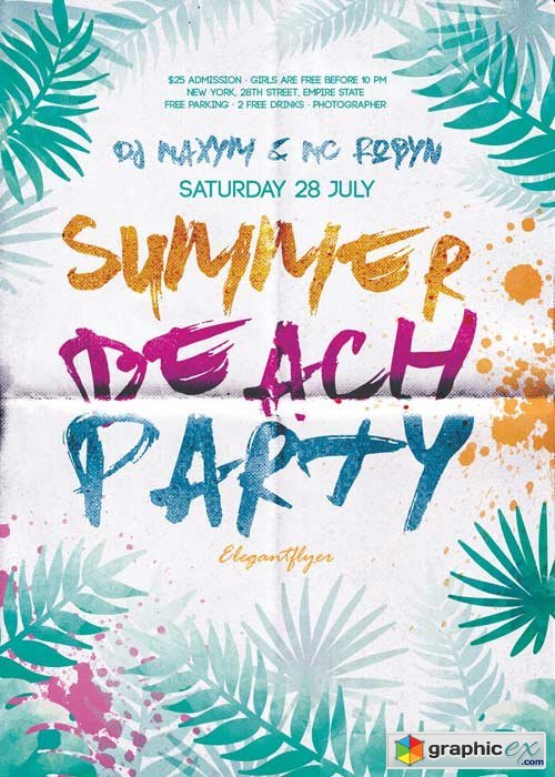 Summer Beach Party V02 Flyer PSD Template + Facebook Cover