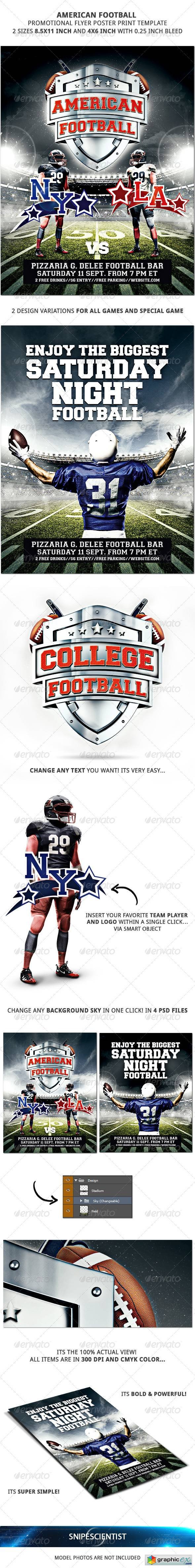 American Football Promotional Flyer Poster 2 Sizes