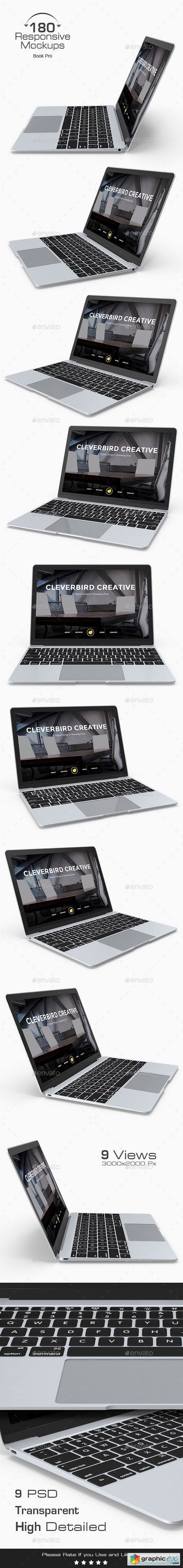 180 Responsive 3D Mockup - Mac Book Pro