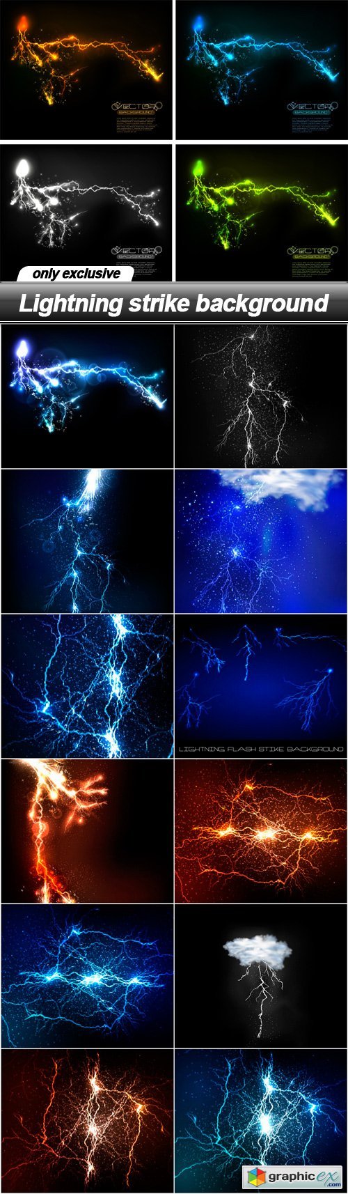 Lightning strike background - 13 EPS