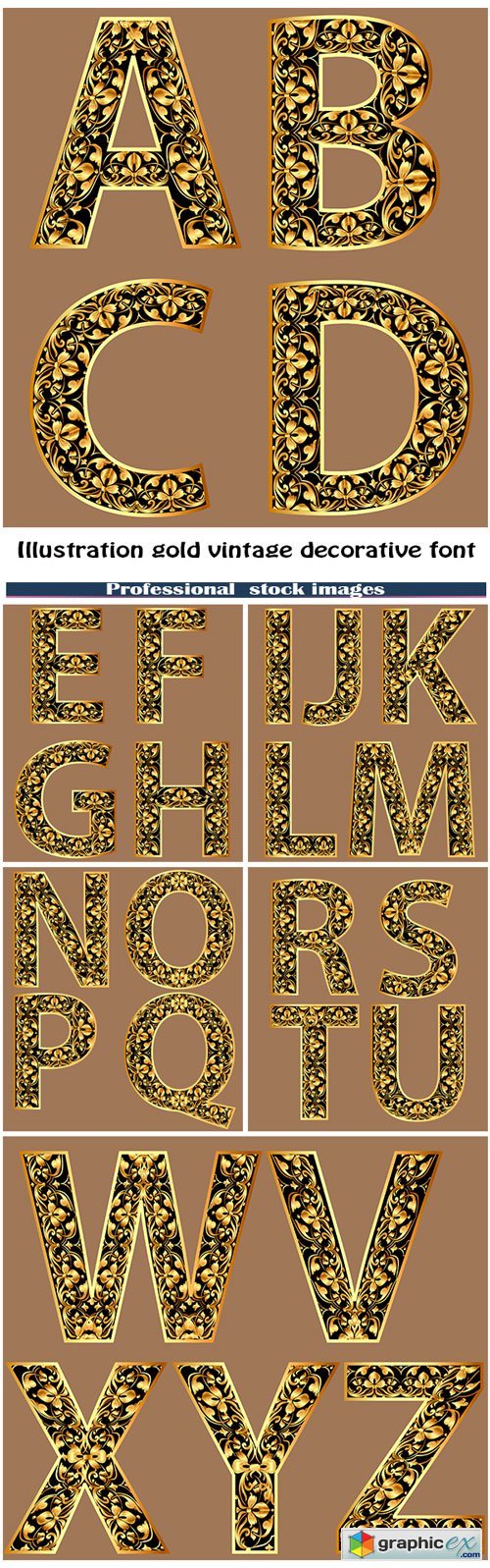 Illustration gold vintage decorative font