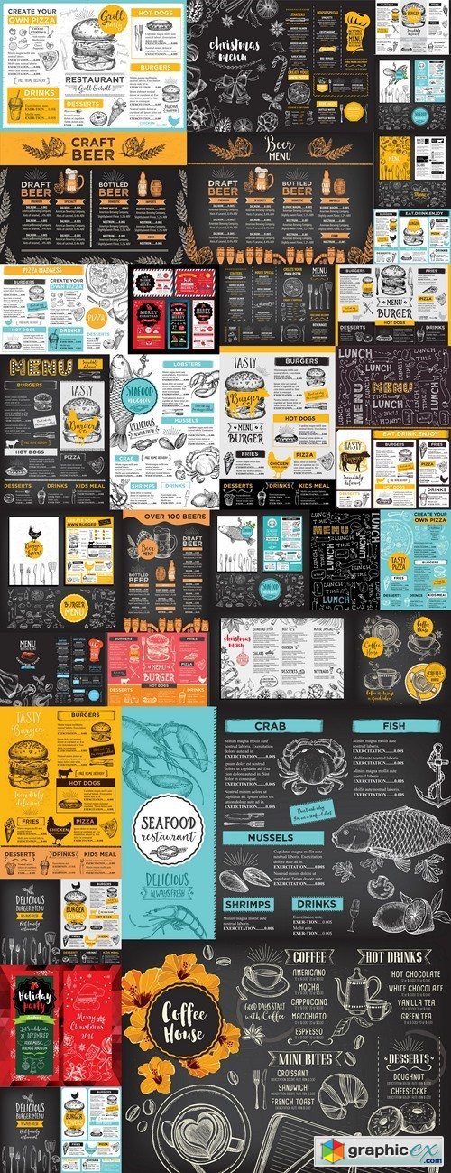 Restaurant cafe menu, template design