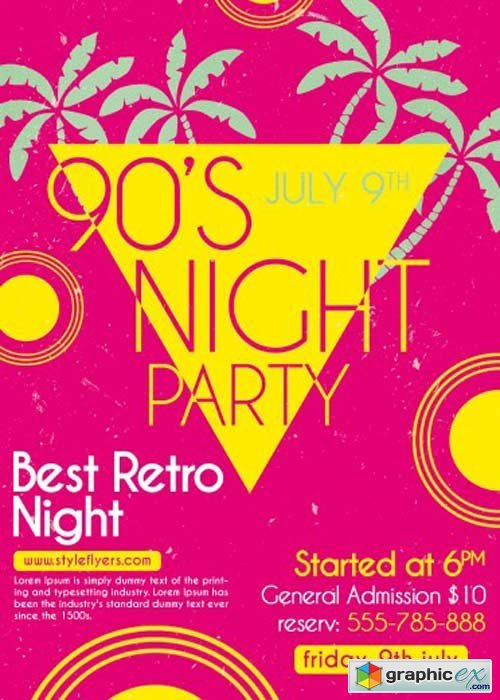 90s Night Flyer PSD Flyer Template