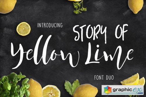 Yellow Lime Font Duo + Vector Doodle