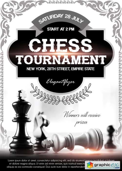 Chess Tournament V2 Flyer PSD Template + Facebook Cover