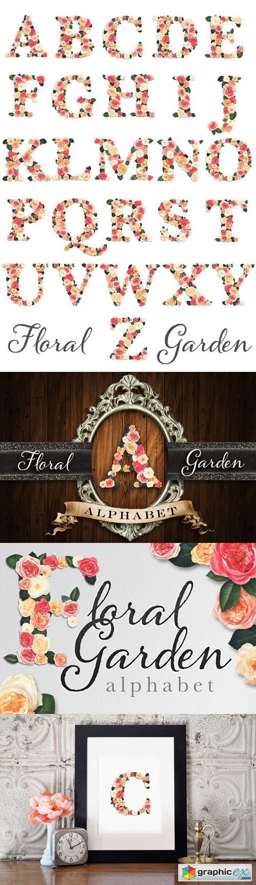Floral Garden Alphabet Initials