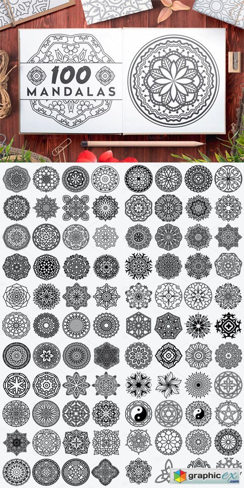 100 Vector Mandala Ornaments