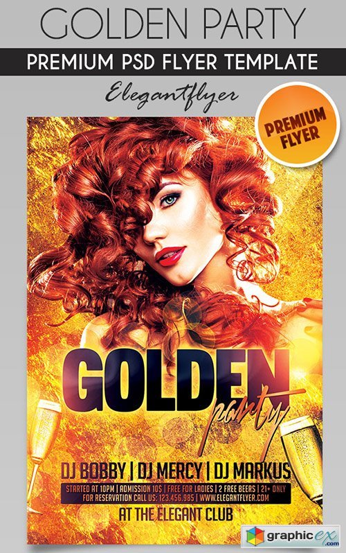 Golden Party  Flyer PSD Template + Facebook Cover