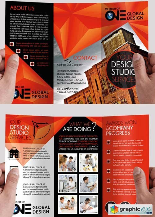 Architectural Design Premium Tri-Fold PSD Brochure Template