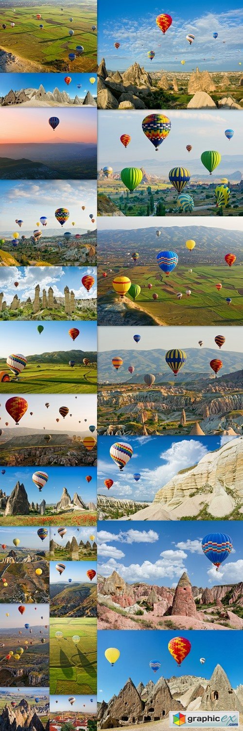 Cappadocia. Colorful hot air balloons flying