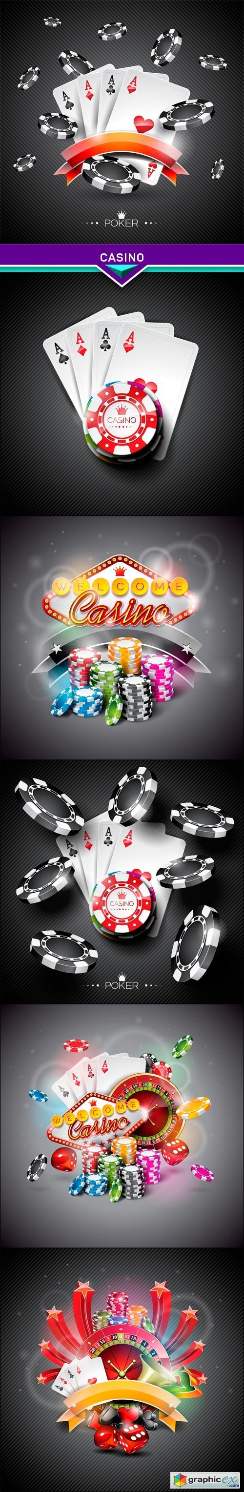 Seamless casino pattern illustration #1 6x EPS