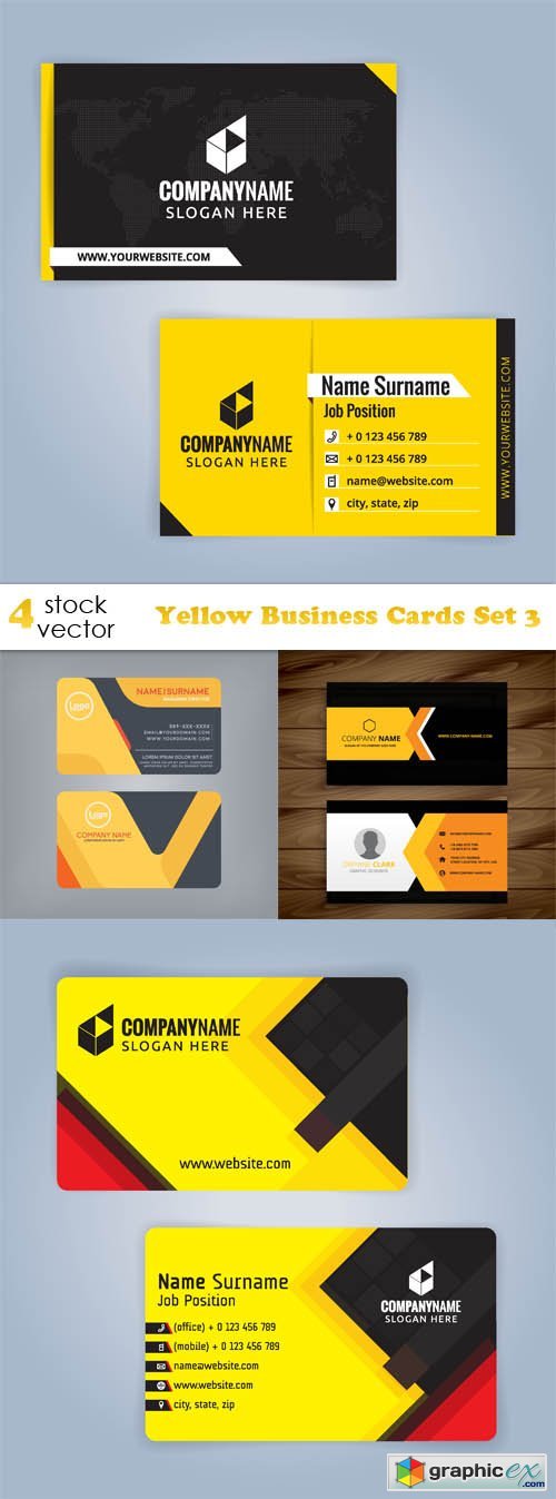Yellow Business Cards Set 3