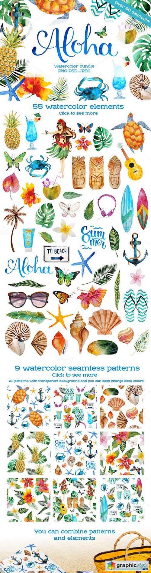 Aloha - watercolor bundle