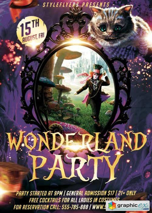 Wonderland Party PSD Flyer Template