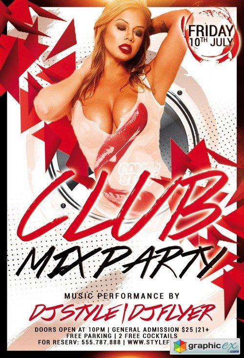 Club Mix Party Flyer Template + Facebook Cover