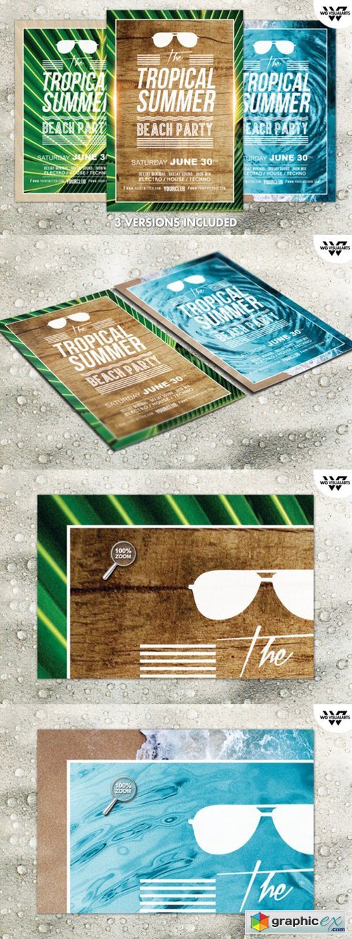 3in1 TROPICAL SUMMER Flyer Template