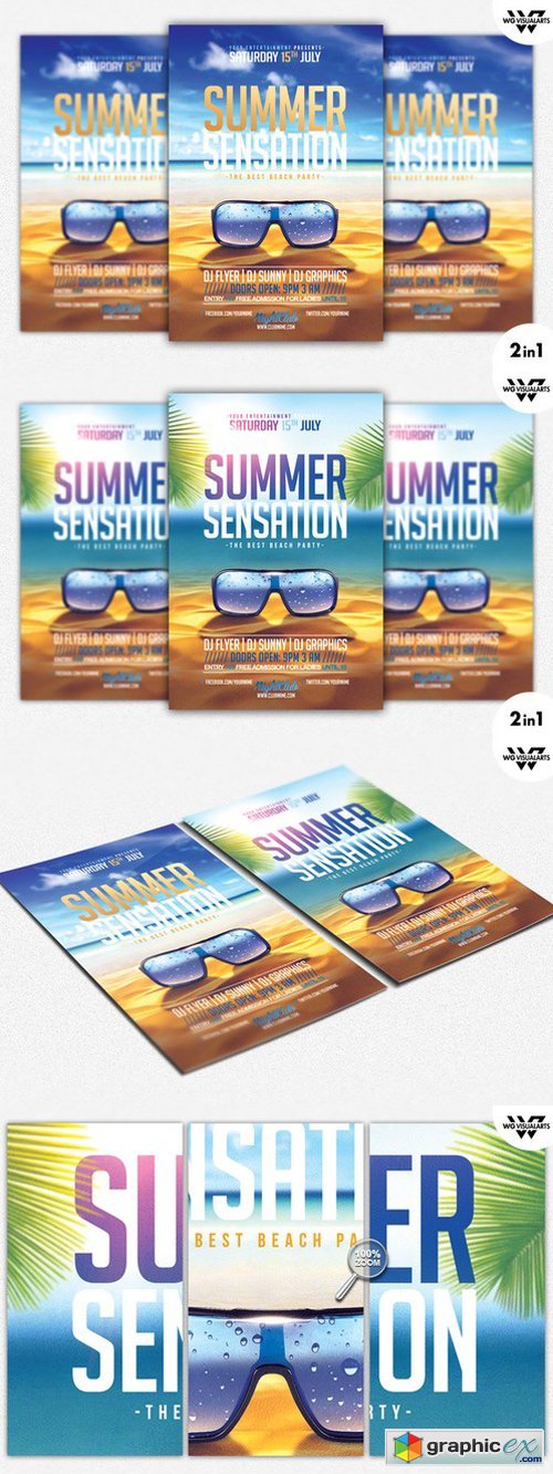 2in1 SUMMER BEACH Flyer Template