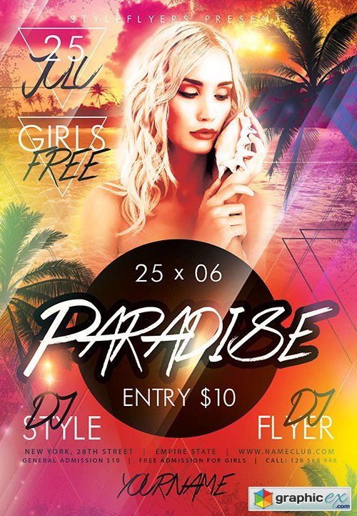 Paradise PSD Flyer Template + Facebook Cover