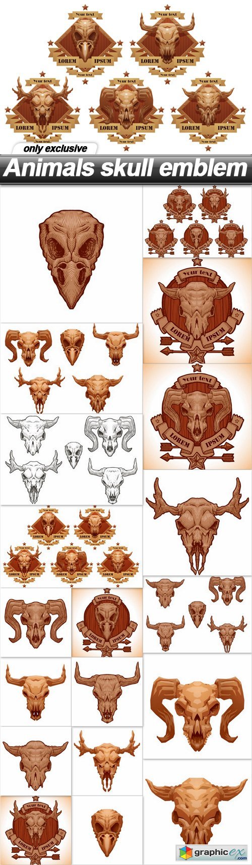 Animals skull emblem - 19 EPS
