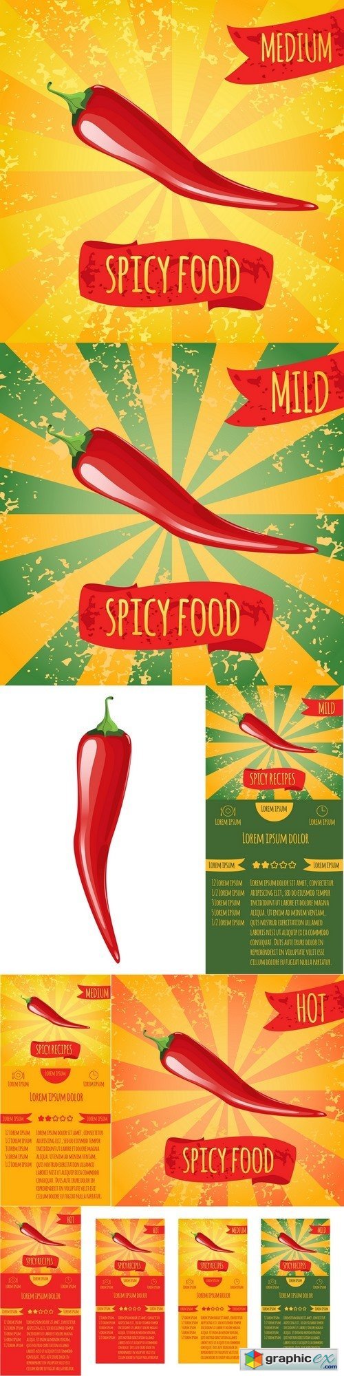 Three leaflets design recipes spicy dishes