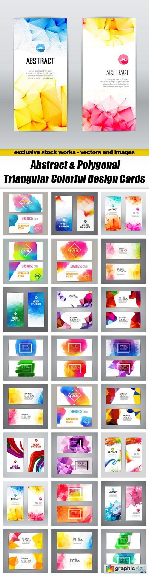Abstract & Polygonal Triangular Colorful Design Cards - 24xEPS