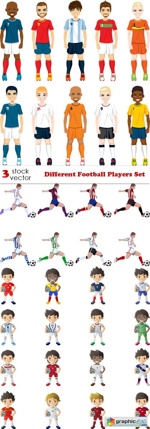 Different Football Players Set