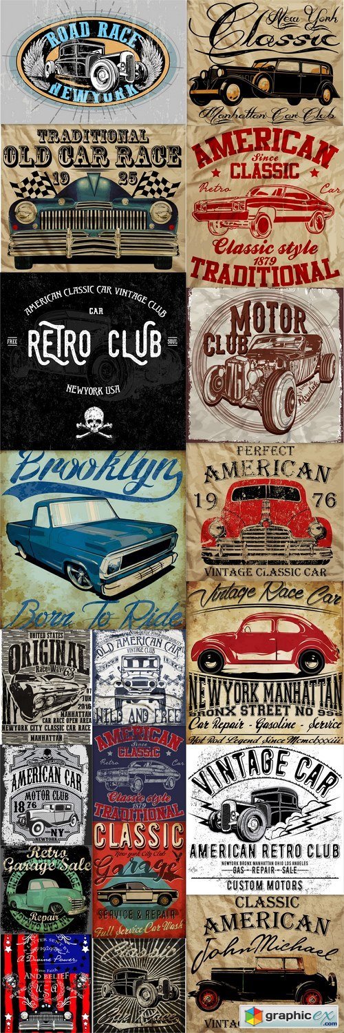 Vintage car tee graphic design