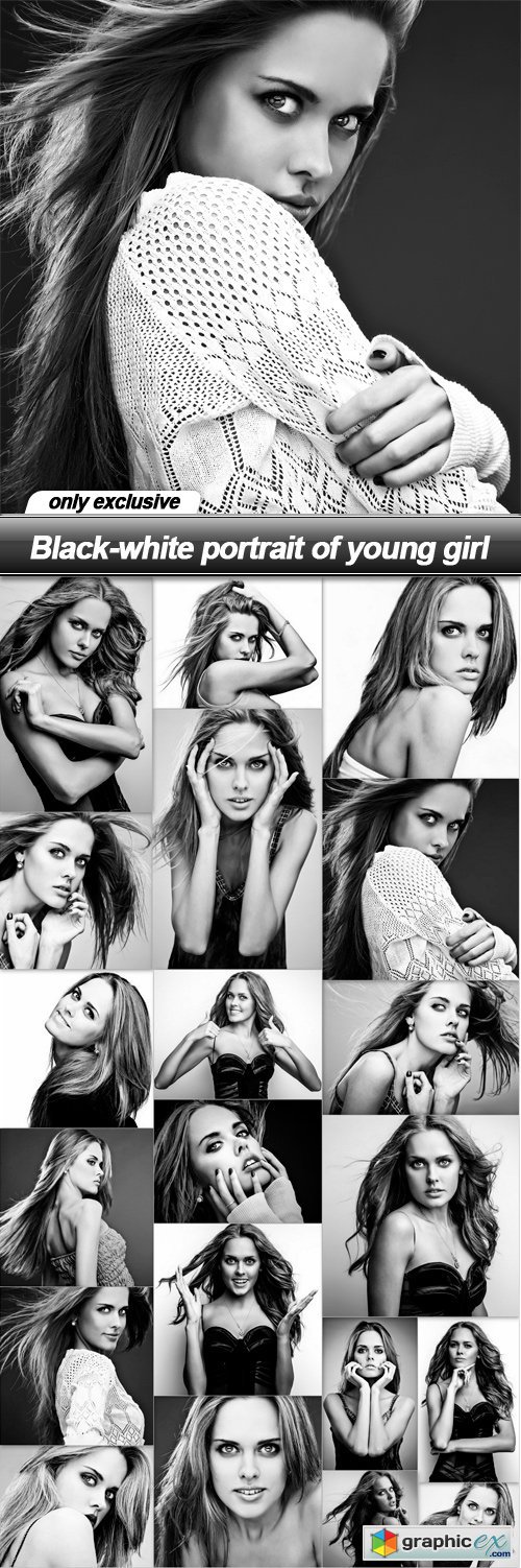 Black-white portrait of young girl - 20 UHQ JPEG