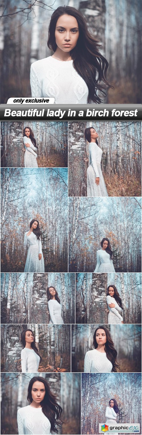 Beautiful lady in a birch forest - 10 UHQ JPEG