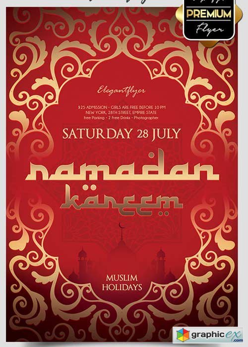 Ramadan Kareem Flyer PSD Template + Facebook Cover