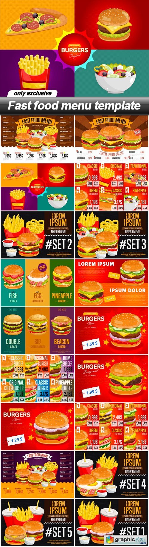 Fast food menu template - 18 EPS