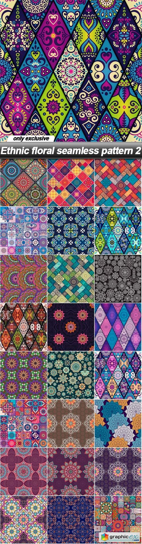 Ethnic floral seamless pattern 2 - 25 EPS