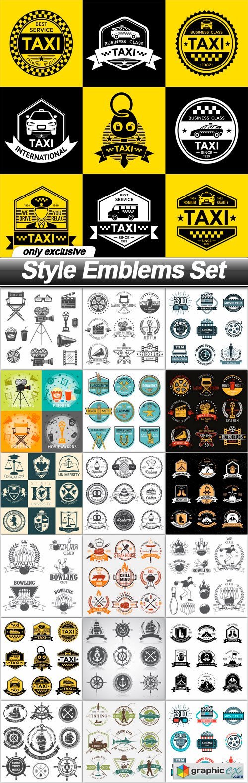 Style Emblems Set - 19 EPS